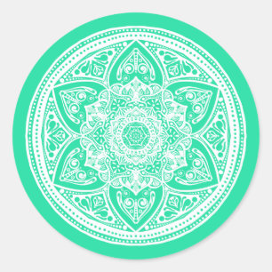 Minty Mandala Classic Round Sticker