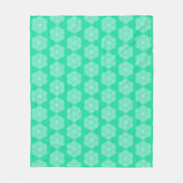 Minty Mandala Fleece Blanket (Front)