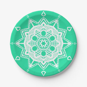 Minty Mandala Paper Plate
