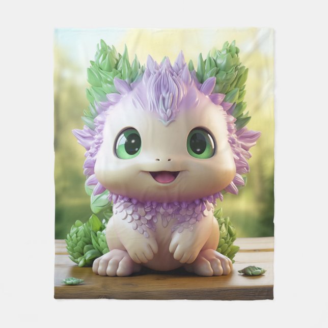 Minty, the charming Axolotl Fleece Blanket (Front)