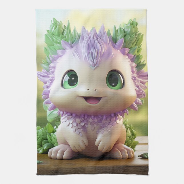 Minty, the charming Axolotl Tea Towel (Vertical)