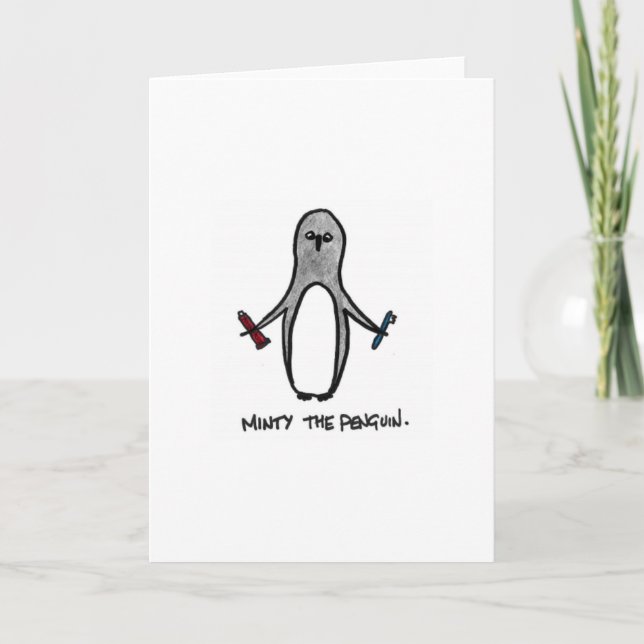 Minty The Penguin Holiday Card (Front)