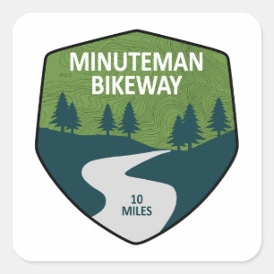 Minuteman Bikeway Boston Massachusetts Square Sticker