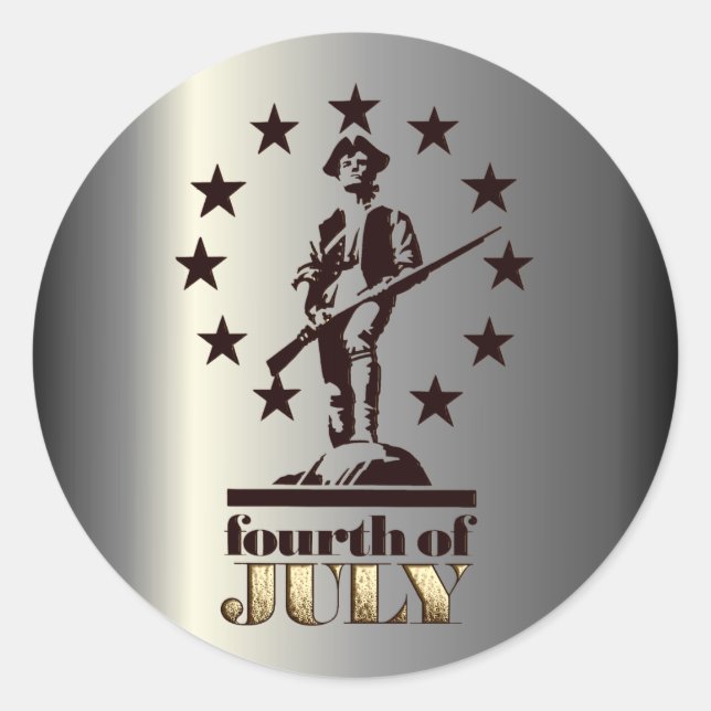 Minuteman July 4th 1776 Classic Round Sticker (Front)