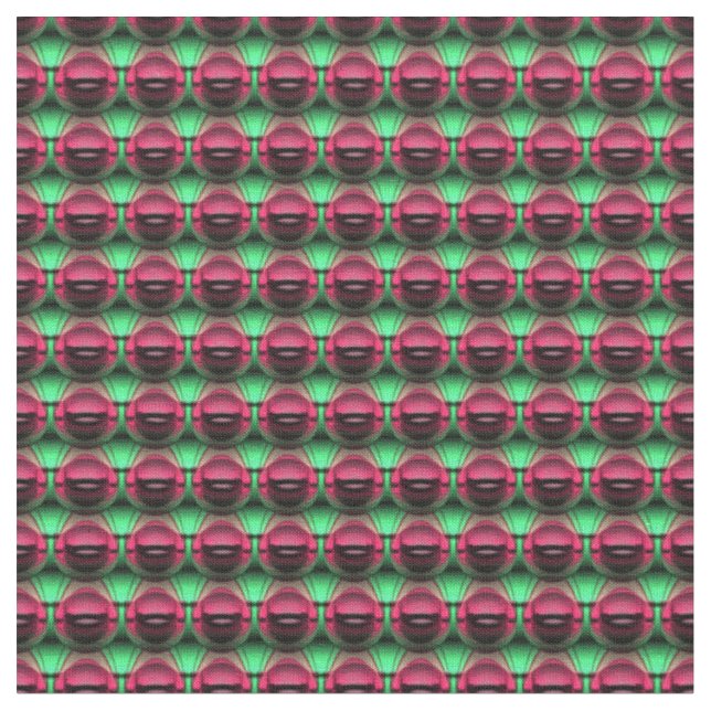 Minza pink and green pattern fabric (Close Up)