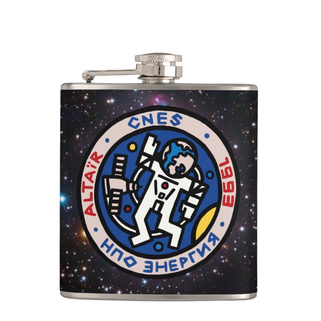 Mir-Altair Mission Patch Logo Hip Flask (Front)