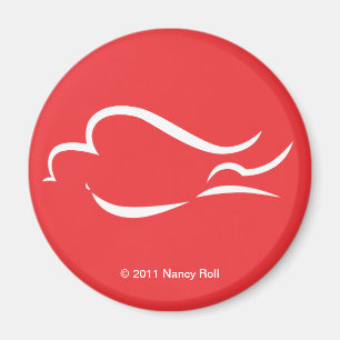 Mir Means Peace White Dove Magnet Red