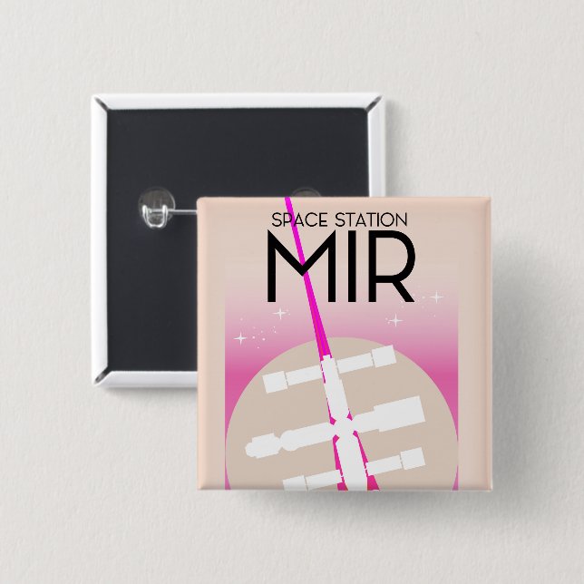 MIR Russian Space Station poster 15 Cm Square Badge (Front & Back)