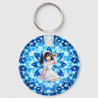 Mirabella in Frost Light – Ice Blue Kaleidoscope  Key Ring