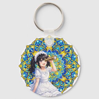 Mirabella in Sunlight - Blue Gold Mandala Keychain