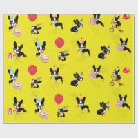 Mirabelle, boston terrier birthday wrapping paper