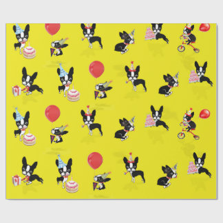 Mirabelle, boston terrier birthday wrapping paper