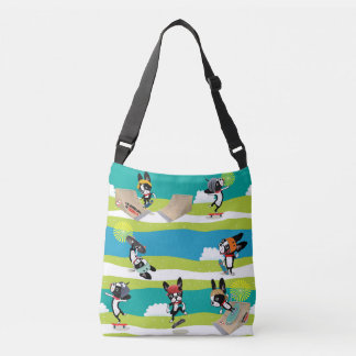 Mirabelle the boston terrier skateboarder Sk8r Crossbody Bag