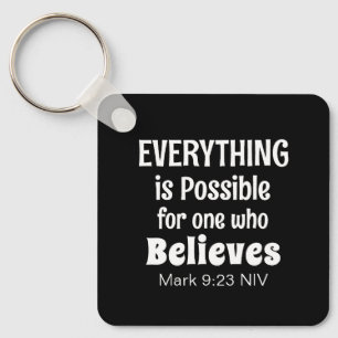 Miracle Bible Verse Christian Faith Black Key Ring