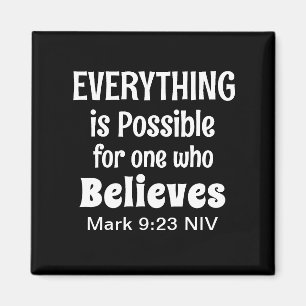 Miracle Bible Verse Christian Faith Black Magnet