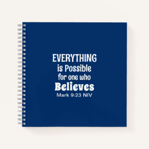 Miracle Bible Verse Christian Faith Navy Blue Notebook
