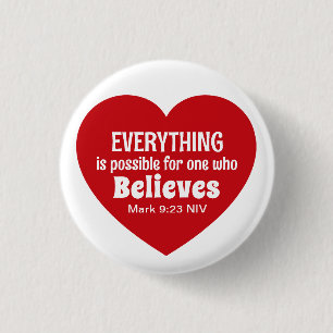 Miracle Bible Verse Red Heart Encouraging Believe 3 Cm Round Badge