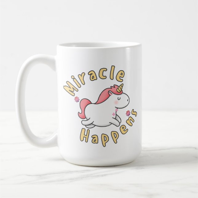Miracle happens cute unicorn mug design  (Left)