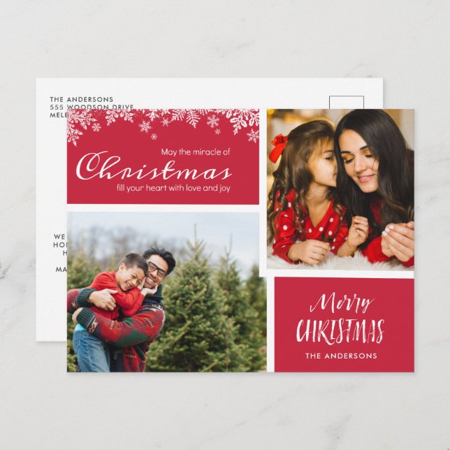 Miracle of Christmas Family Photo Budget Holiday Postcard (Front/Back)