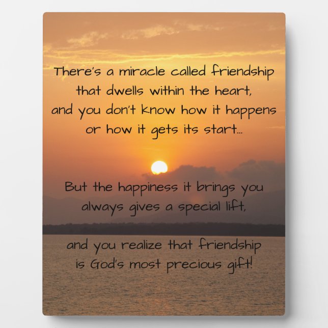 Miracle of friendship Customisable Poem Plaque (Front)