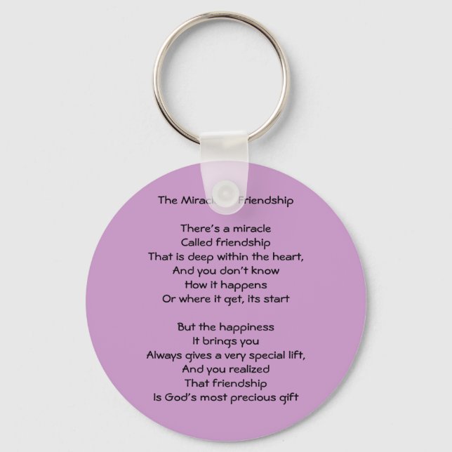 Miracle of Friendship Poem Keychain (Front)