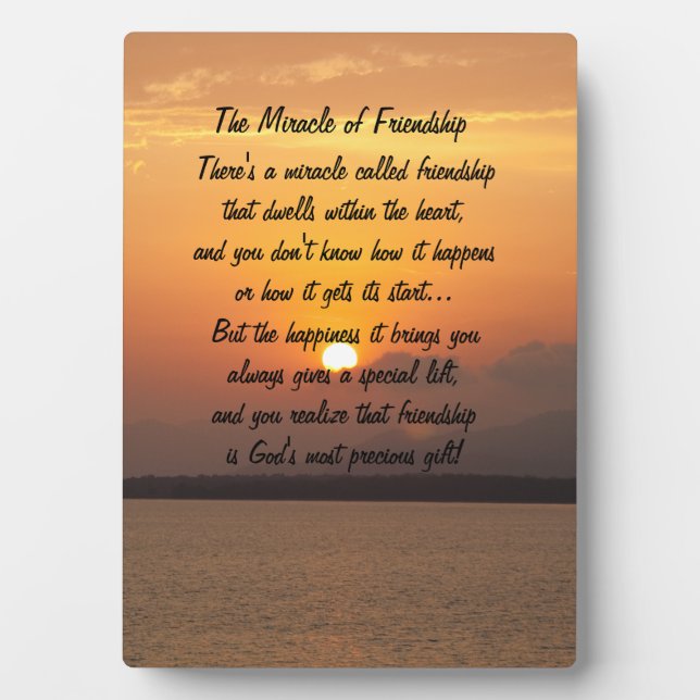 Miracle of friendship Poem Plaque (Front)