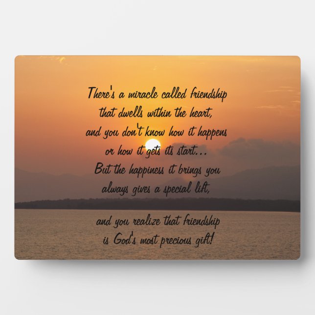 Miracle of friendship Poem Plaque (Front)