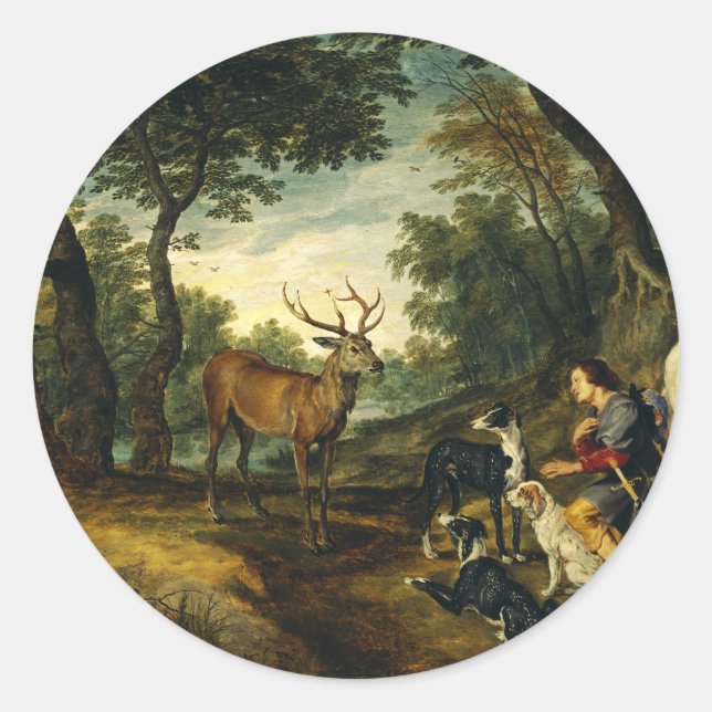 Miracle of Saint Hubert by Peter Paul Rubens  Classic Round Sticker (Front)