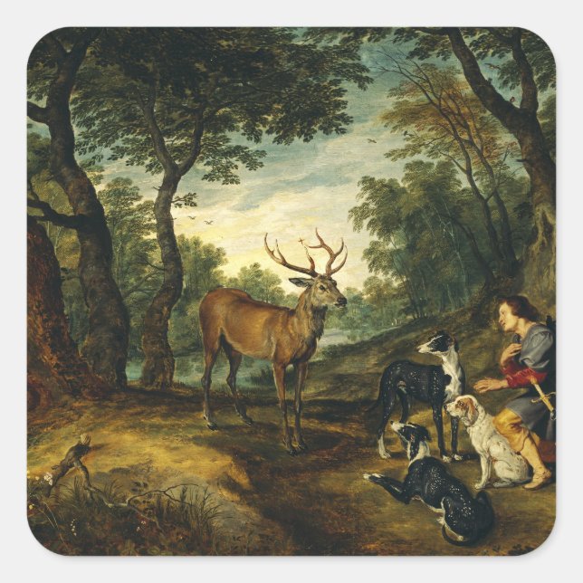 Miracle of Saint Hubert by Peter Paul Rubens  Square Sticker (Front)