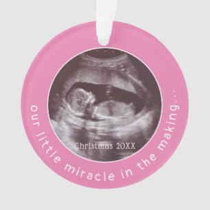 Miracle Ultrasound 2 Photo Baby Girl Pink Ornament
