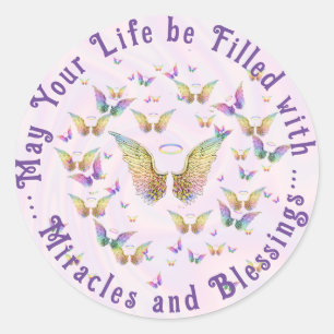 Miracles and Blessings Angel WIngs Classic Round Sticker