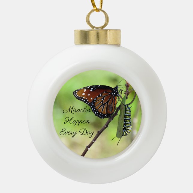 Miracles Ceramic Ball Ornament - Butterfly (Front)