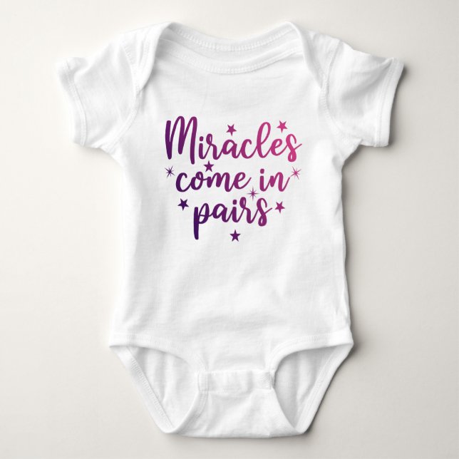 Miracles Come In Pairs Twin Baby Baby Bodysuit (Front)