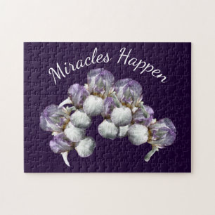 Miracles Happen Iris Flowers Inspirational     Jigsaw Puzzle