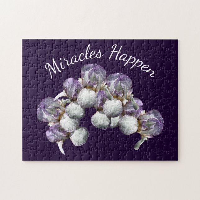 Miracles Happen Iris Flowers Inspirational     Jigsaw Puzzle (Horizontal)