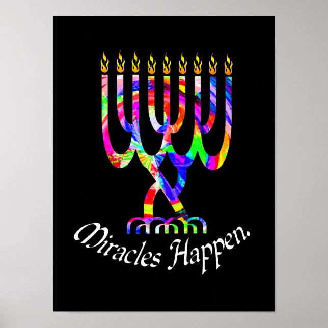 Miracles Happen Menorah Poster (Front)