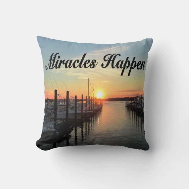 MIRACLES HAPPEN SUNSET PHOTO DESIGN CUSHION (Front)