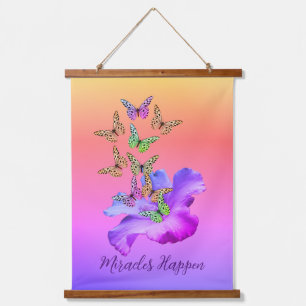 Miracles Hibiscus Butterflies Inspirational   Hanging Tapestry
