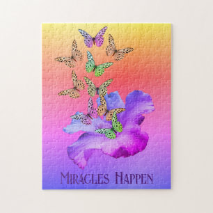 Miracles Hibiscus Butterflies Inspirational   Jigsaw Puzzle