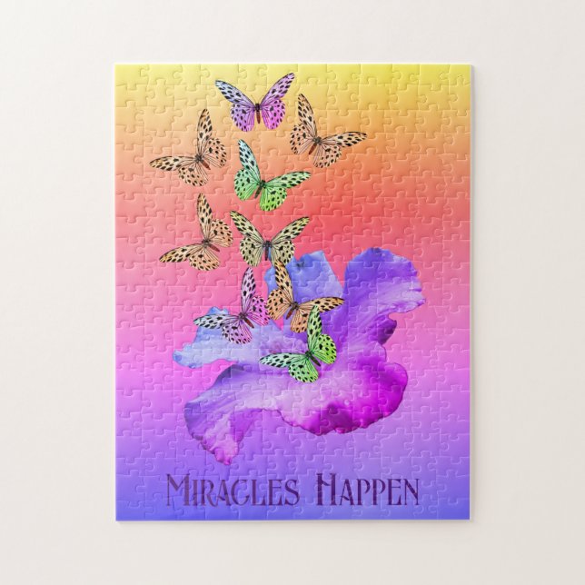 Miracles Hibiscus Butterflies Inspirational   Jigsaw Puzzle (Vertical)