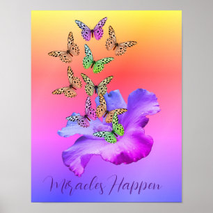 Miracles Hibiscus Butterflies Inspirational   Poster