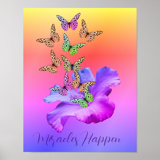 Miracles Hibiscus Butterflies Inspirational   Poster (Front)
