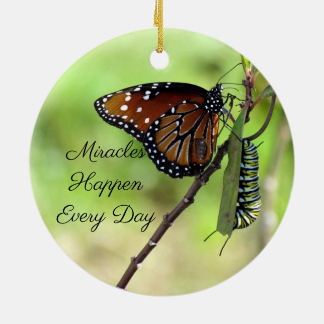 Miracles Ornament- Butterfly / Caterpillar - Ceramic Ornament (Back)