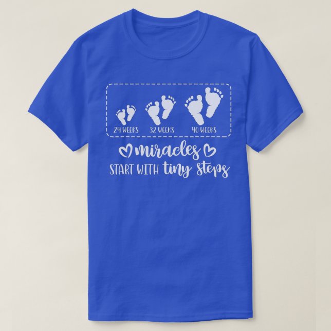 Miracles Start With iny Steps Baby Feet Nurse Gift T-Shirt (Design Front)