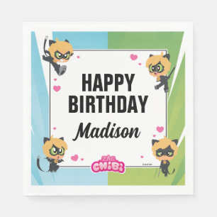 Miraculous Cat Noir Chibi Birthday Napkin