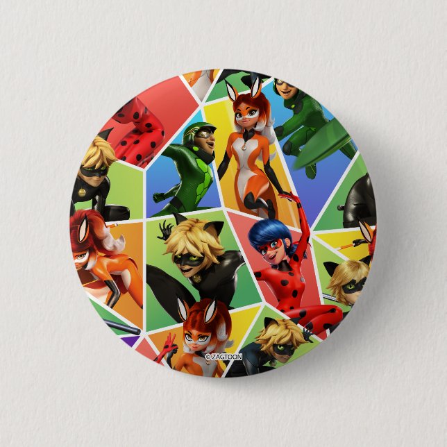 Miraculous Colourful Character Pattern 6 Cm Round Badge (Front)