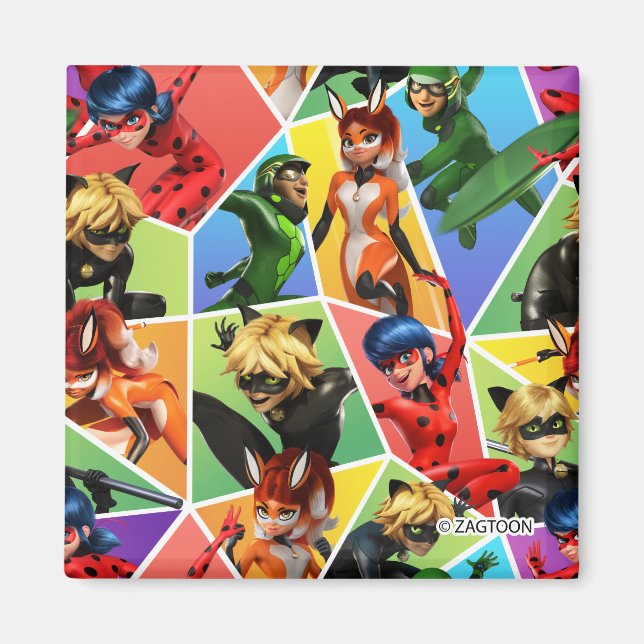 Miraculous Colourful Character Pattern Magnet (Front)