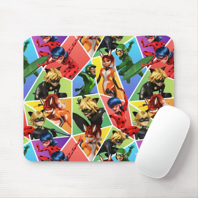 Miraculous Colourful Character Pattern Mouse Pad (With Mouse)