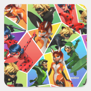 Miraculous Colourful Character Pattern Square Sticker