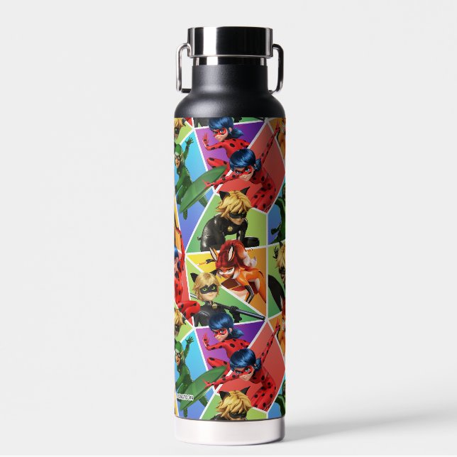 Miraculous Colourful Character Pattern Water Bottle (Front)